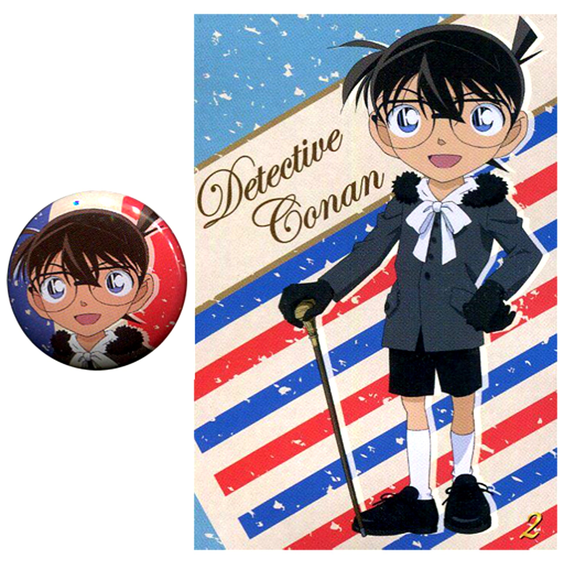 2 Conan French Style Ver. Detective Conan Button Collection Characters Selection Vol.1 Full of Conan [USED]