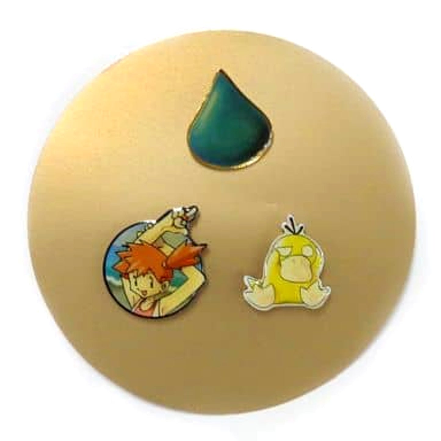 Pokemon Blue Badge Misty Psyduck Pokemon Pin Badge Series Set of 3 Buttons [USED]