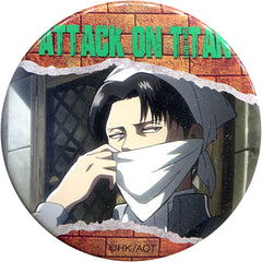 Attack on Titan Levi Ackerman Cleaning Ver. Big Can Badge 2 Lawson Campaign Limited Buttons [USED]