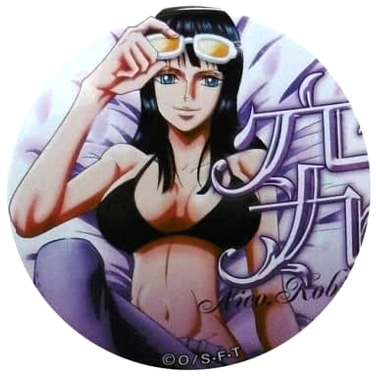 One Piece Nico Robin Kyuu Yakara Can Badge Pink&Gold Buttons [USED]