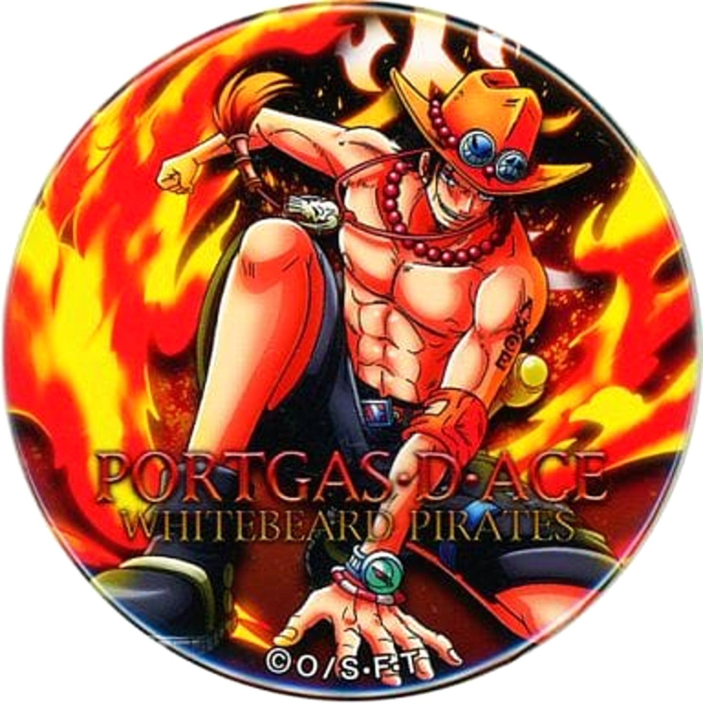 Portgas D. Ace Fire One Piece Yakara Button Pink&Gold [USED]