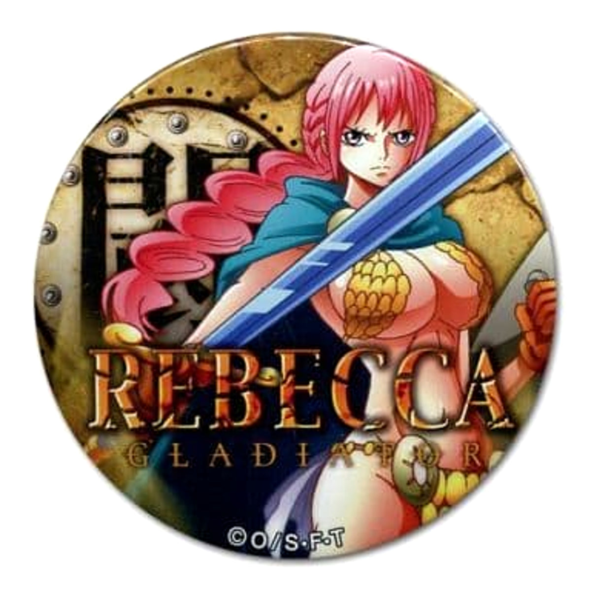 One Piece Rebecca Battle Yakara Can Badge Pink&Gold Buttons [USED]