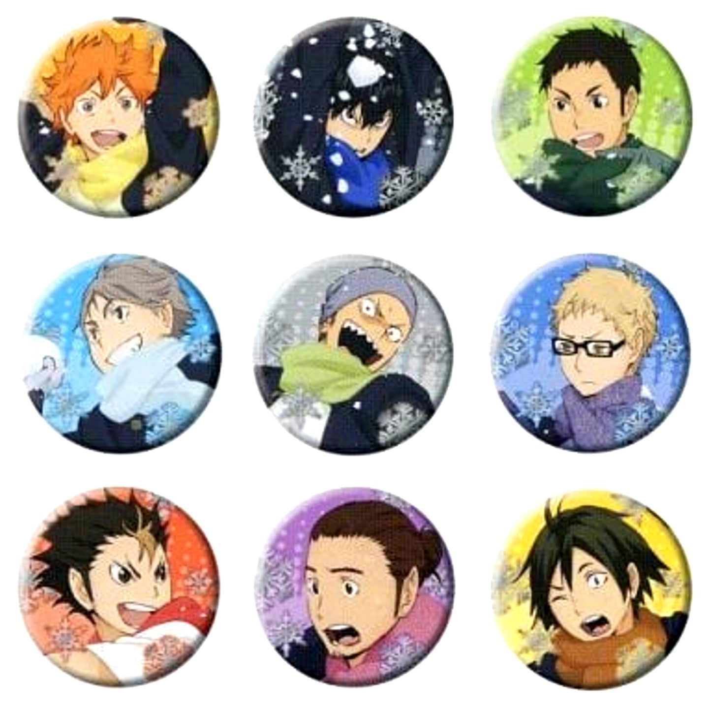 Set of 9 Haikyu!! Character Button Collection Winter Ver. [USED]