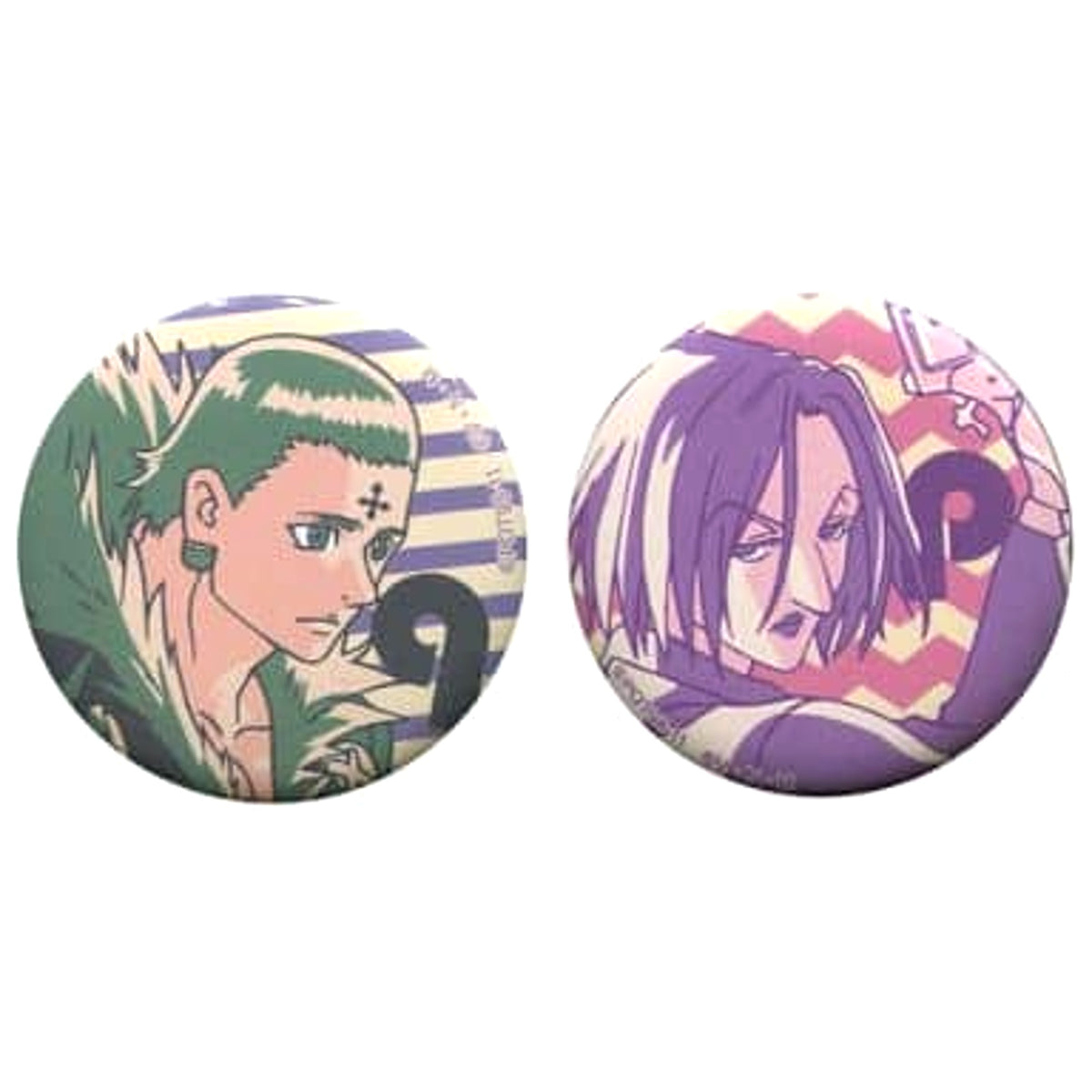 Hunter x Hunter Chrollo Lucilfer Pakunoda Lottery Phantom Troupe Ver. Can Badge Prize E Set of 2 Buttons [USED]