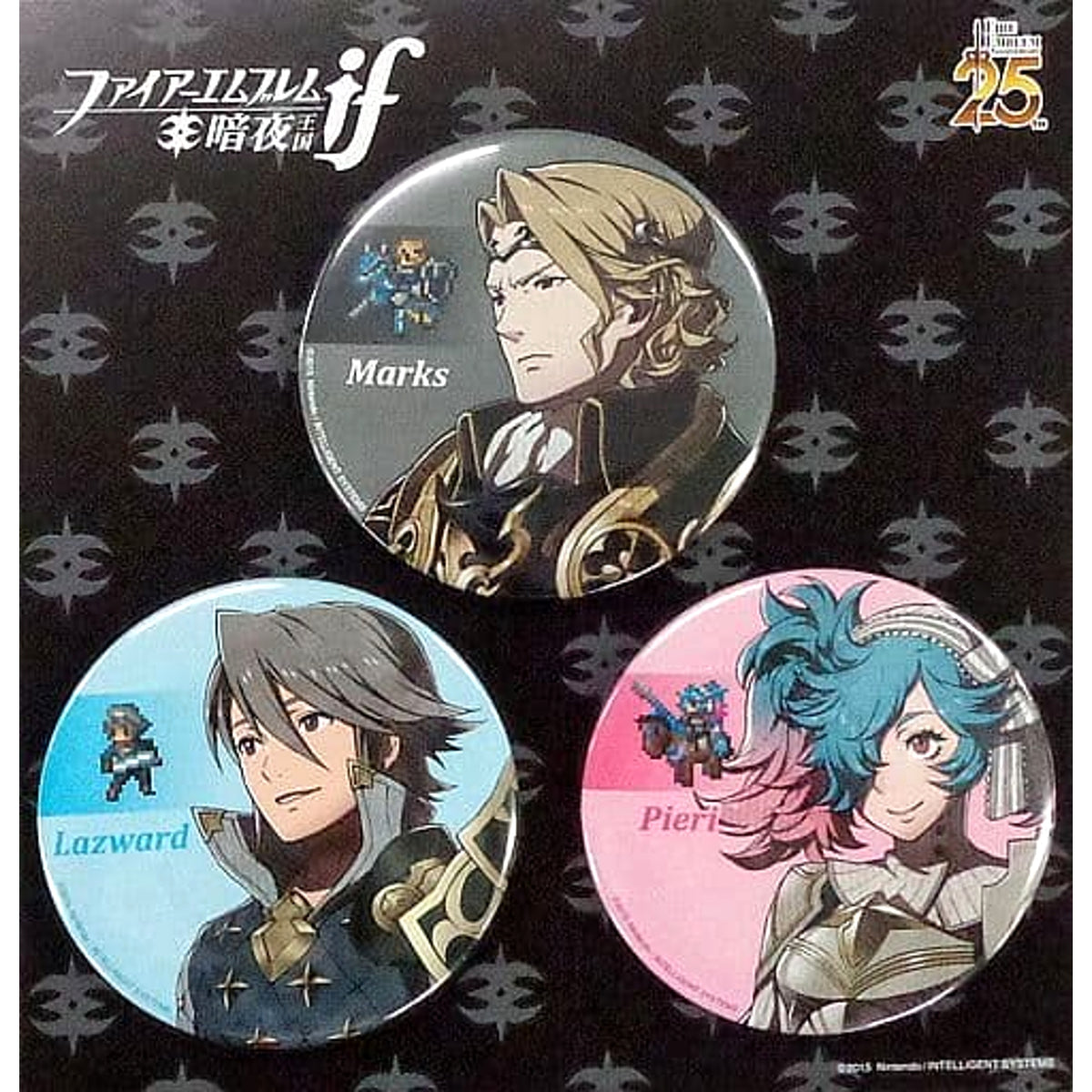 Fire Emblem Fates Marks Raswald Peri Set of 3 Button Set Love & Courage 25th Anniversary Fire Emblem Festival Limited [USED]
