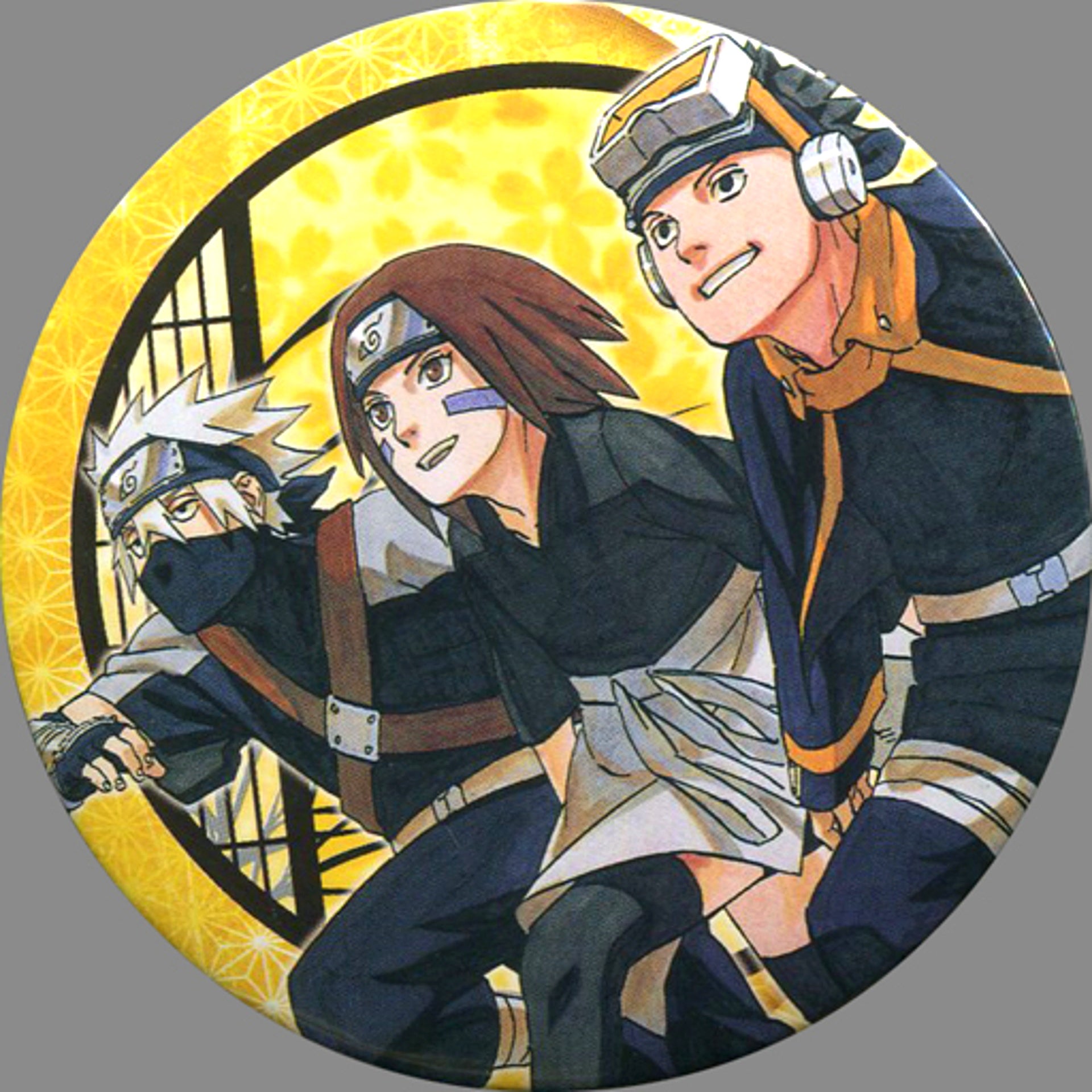 Kakashi Hatake and Rin Nohara and Obito Uchiha Serialization Completion Memorial Masashi Kishimoto Naruto Exhibition Collection Button [USED]
