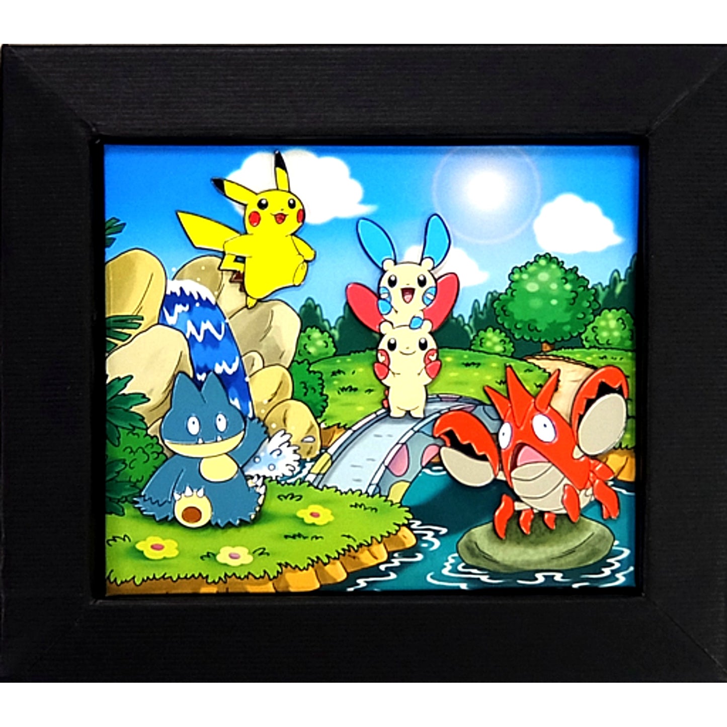 Set of 4 Pikachu Munchlax Corphish Plusle & Minun Pokemon Diorama Badge Set Pokemon Festa 2014 Festival Corner Prize [USED]