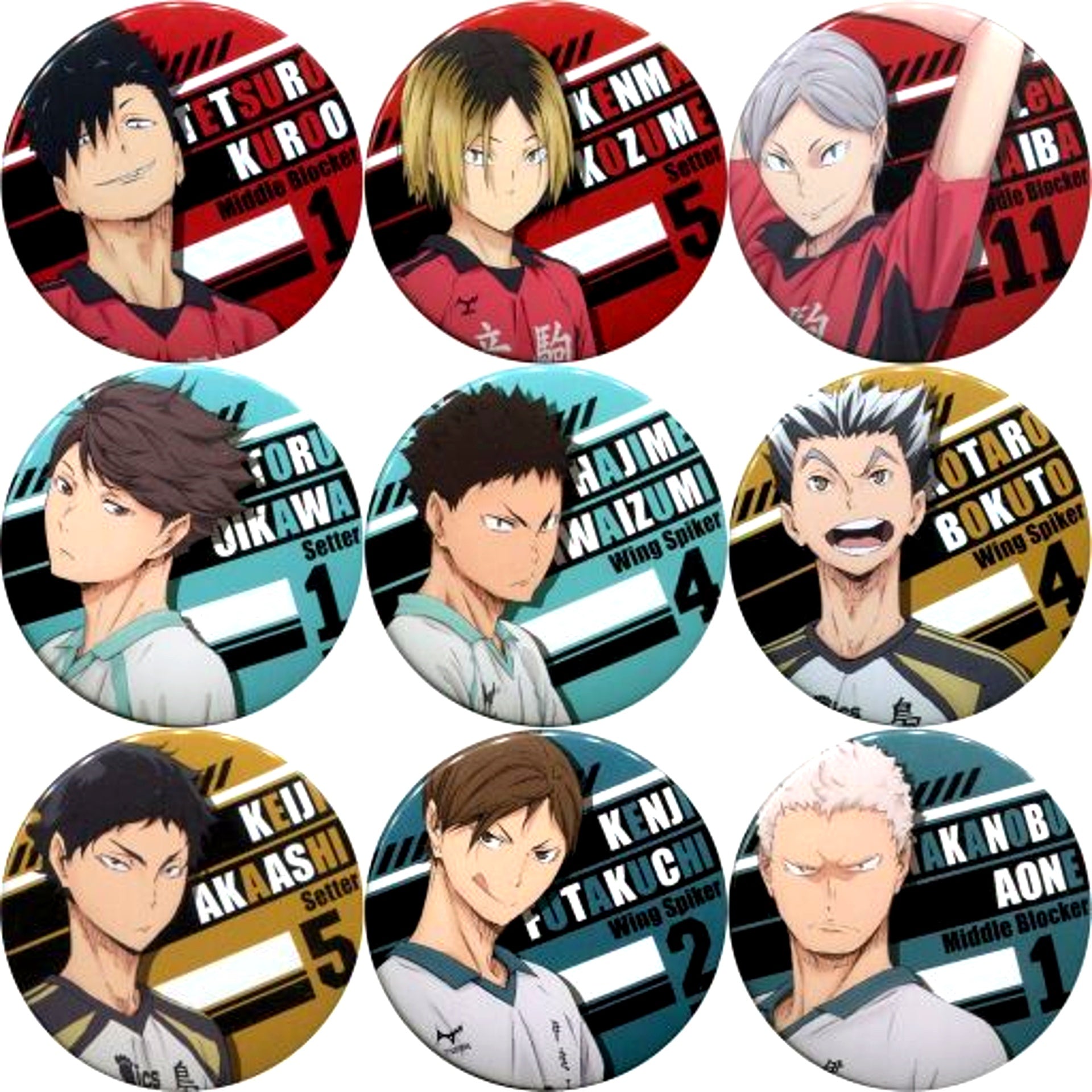 Set of 9 Haikyu!! Character Button Collection Rival Schools Second Season [USED]