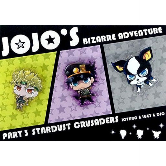 JoJo's Bizarre Adventure Jotaro Kujo DIO Iggy Glitter Acrylic Badge C89 Limited A Set Bundled Bonus Set of 3 Buttons [USED]