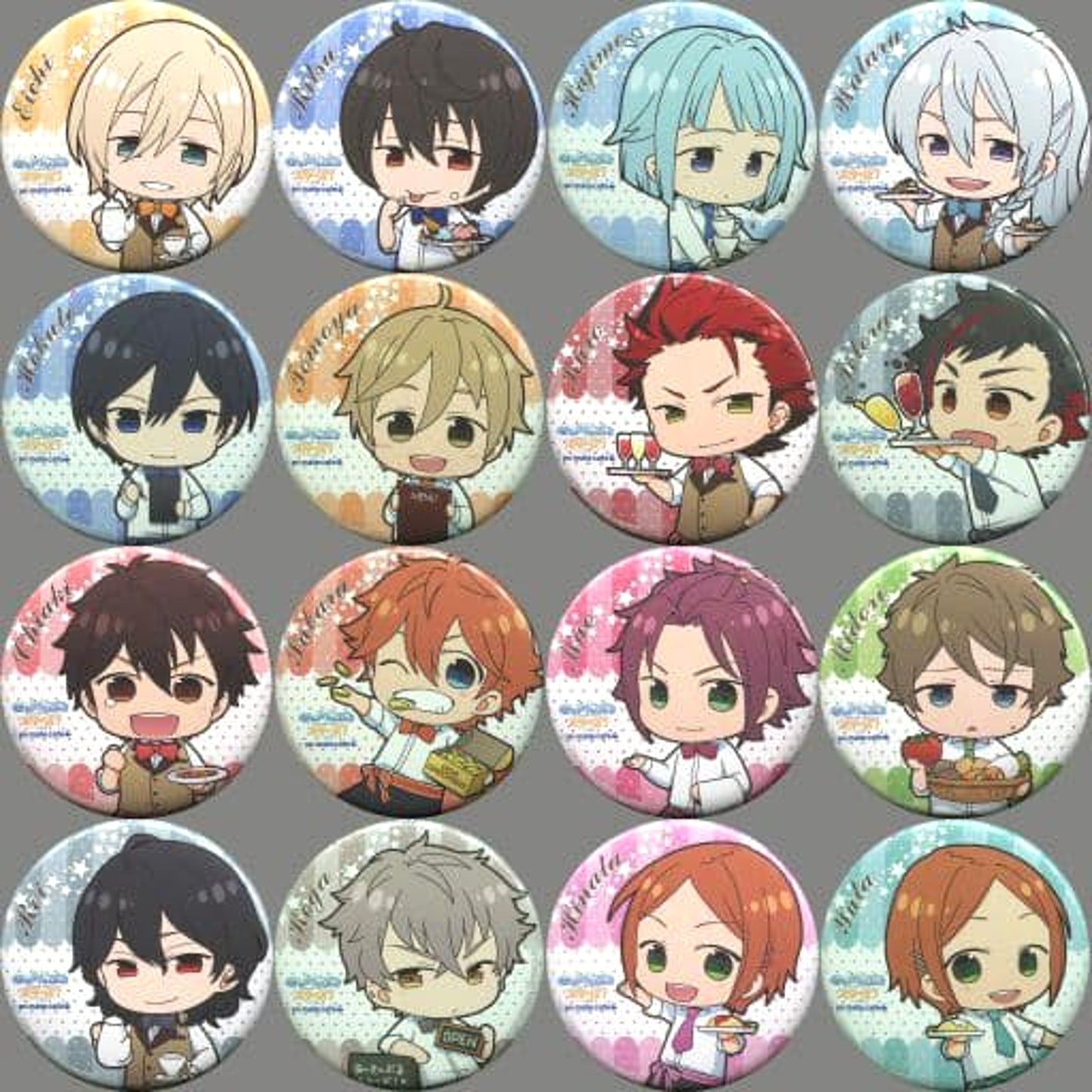 Ensemble Stars! Rei Sakuma & Others Trading Can Badge Cafe Style 1st animate cafe Limited All 16 Types Set Buttons [USED]