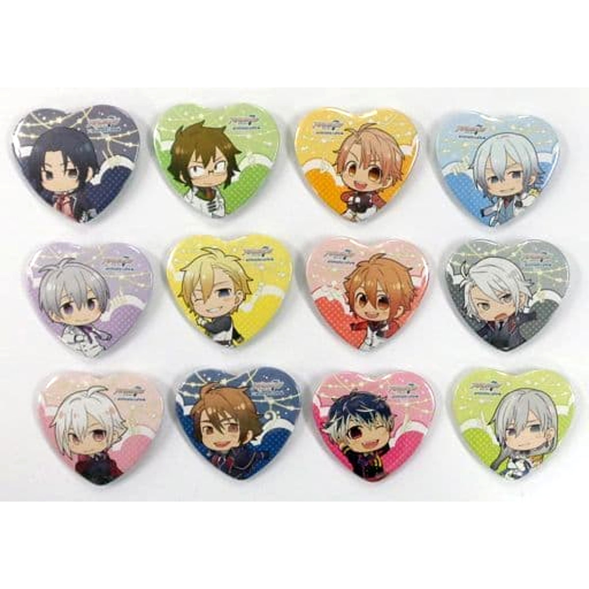 IDOLiSH7 Iori Izumi & Others PG Ver. Trading Heart Shaped Can Badge animate cafe Limited All 12 Types Set Buttons [USED]