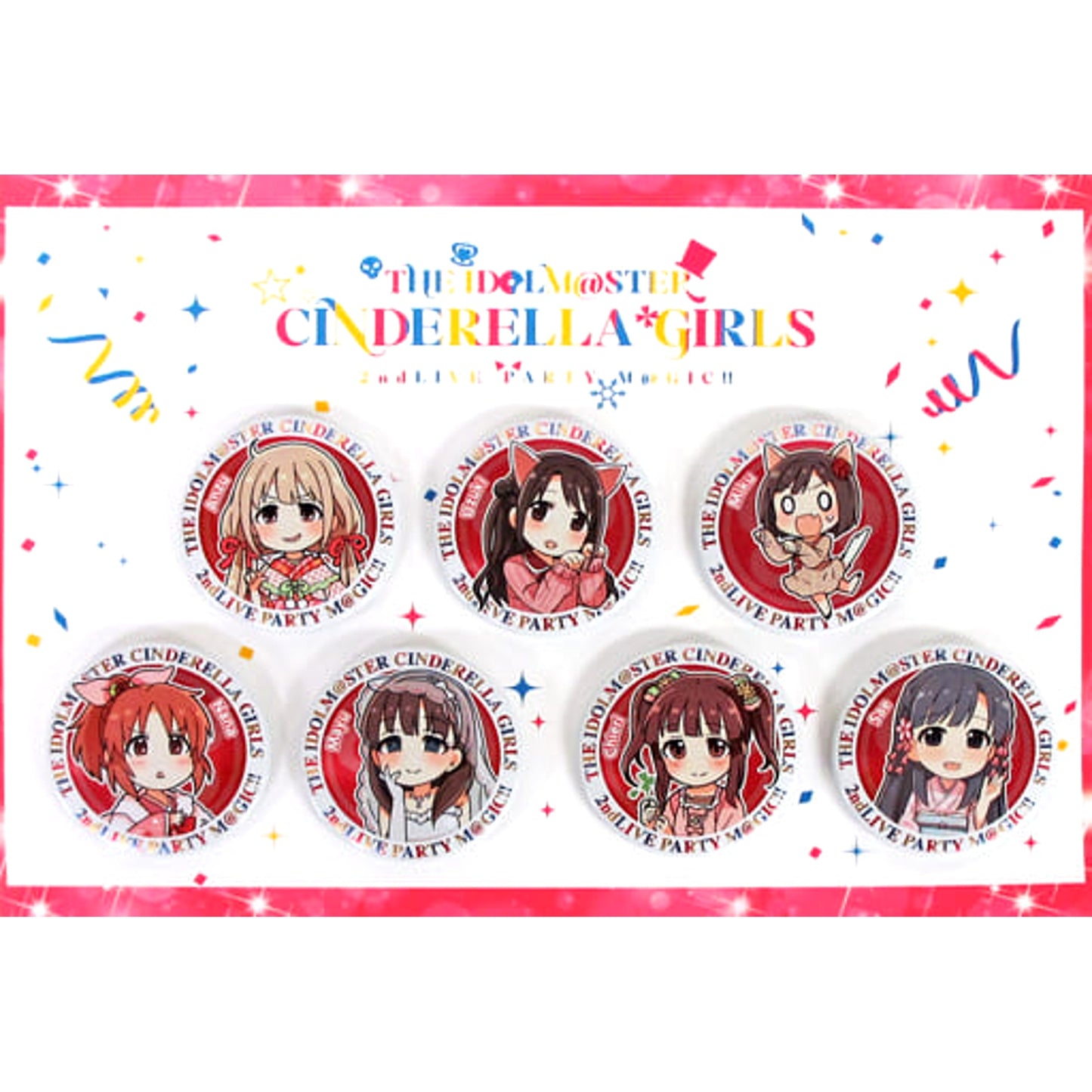 Anzu Futaba & Others THE IDOLM@STER Cinderella Girls Set of 7 Cute Official Button 2nd Live Party M@gic!! Limited [USED]