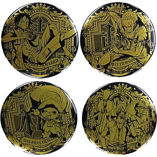 Luffy & Others One Piece Film Gold Set of 4 Yakara Button 7-Eleven Limited Part 1 Advance Ticket Benefit [USED]