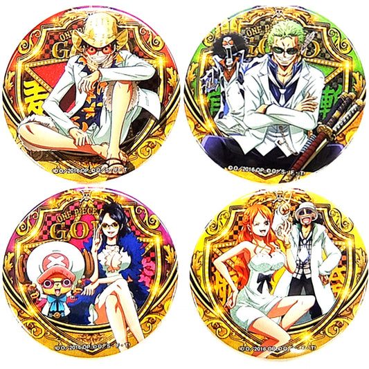 Set of 4 Luffy Zoro Brook Robin Chopper Nami Usopp Vol. 2 One Piece Film Gold Yakara Button 7-Eleven Limited Advance Ticket Bonus [USED]