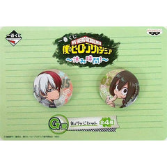 My Hero Academia Shoto Todoroki Tsuyu Asui Ichiban Kuji Vacation Time! Button Set Prize G [USED]