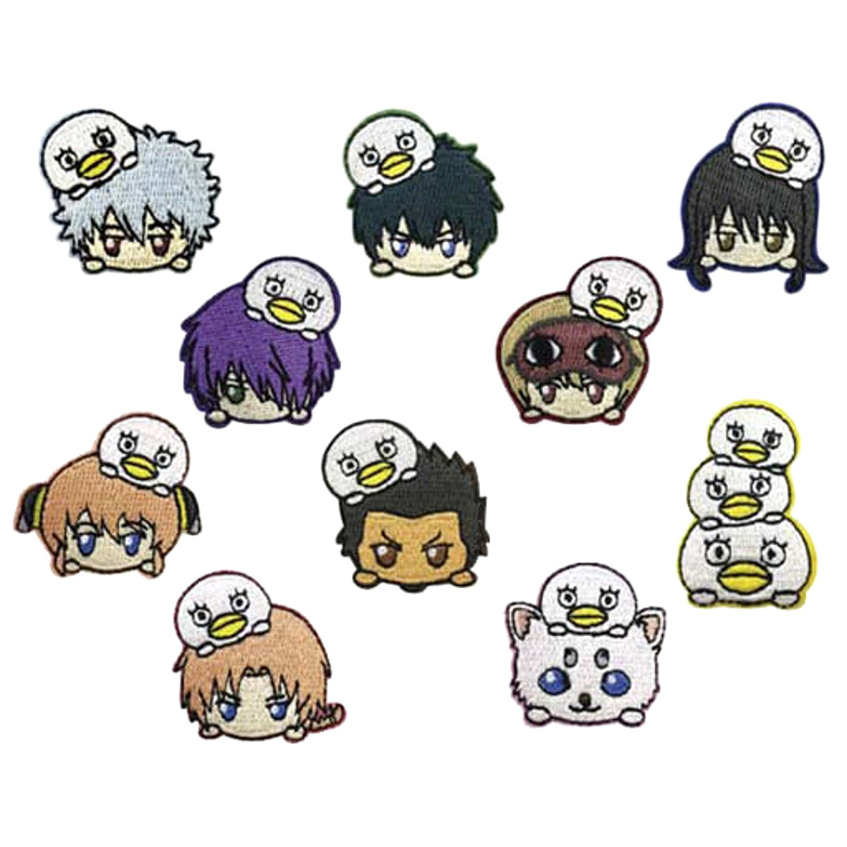 Gintama Gintoki Sakata & Others Embroidery Pin Badge Odango Series All 10 Types Set Buttons [USED]