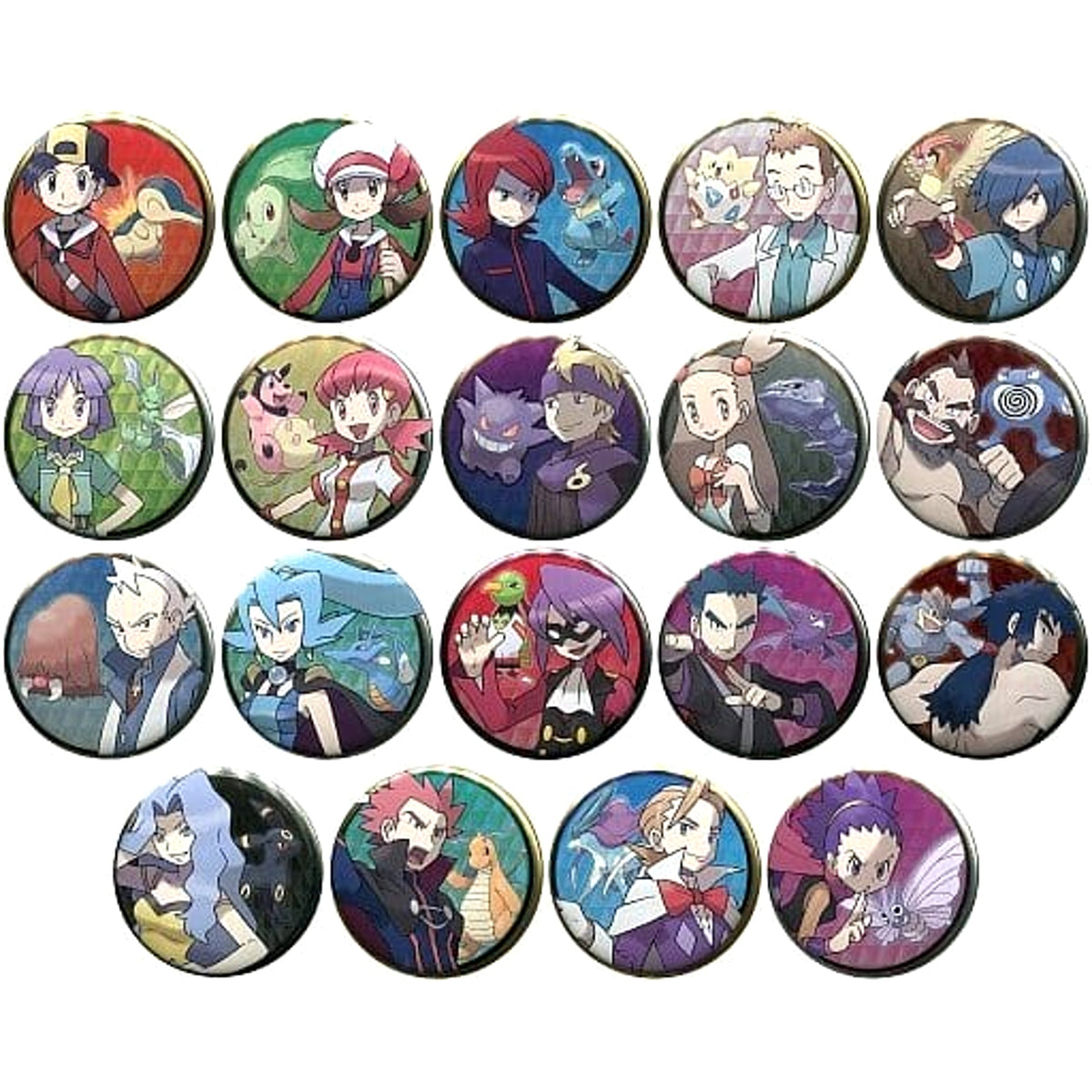 Pokemon Gengar & Others Can Badge Collection Johto Edition Pokemon Center Limited All 19 Types Set Buttons [USED]
