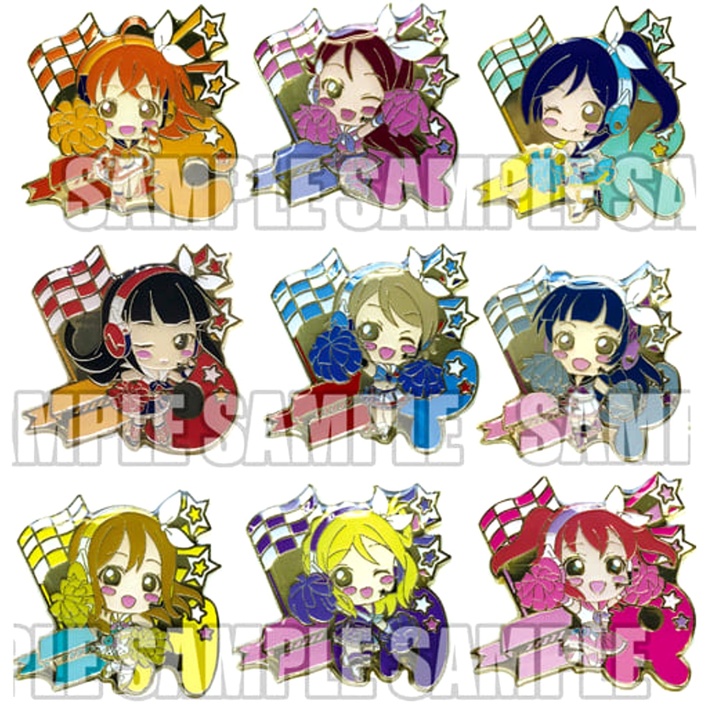 Love Live! Sunshine!! Chika Takami & Others Trading Pins Ver.2 School Festival National Convention 2017 Limited All 9 Types Set Pins [USED]