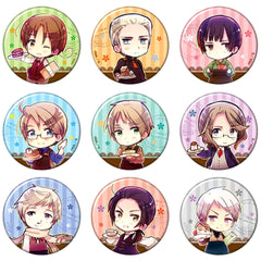 Hetalia: Axis Powers Italy & Others Trading Can Badge All 9 Types Set Buttons [USED]