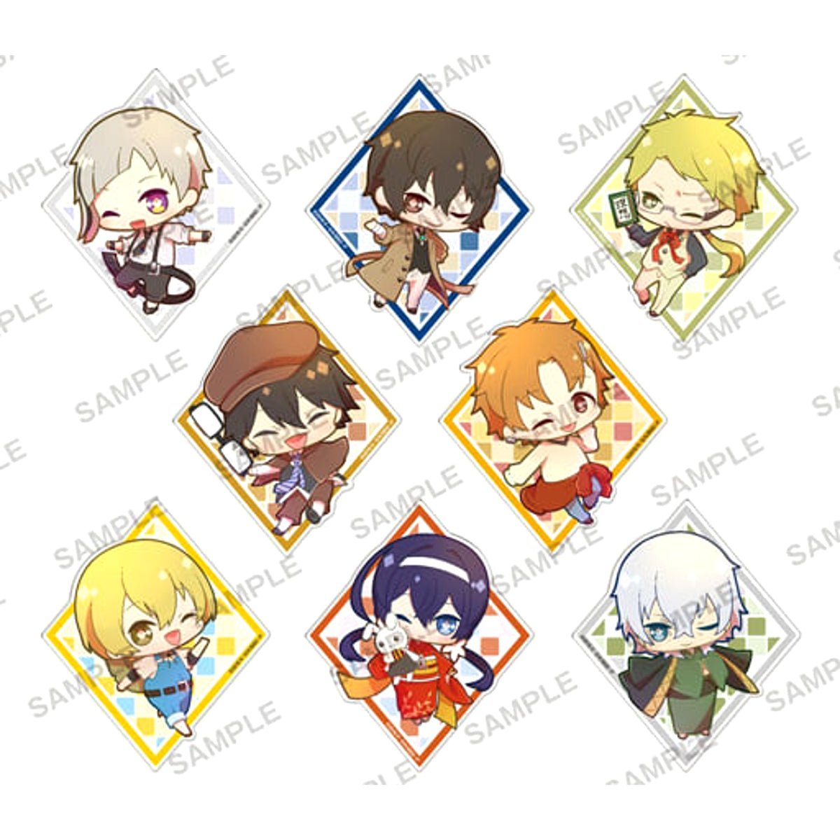 Bungo Stray Dogs Osamu Dazai & Others Clear Clip Badge White All 8 Types Set Buttons [USED]