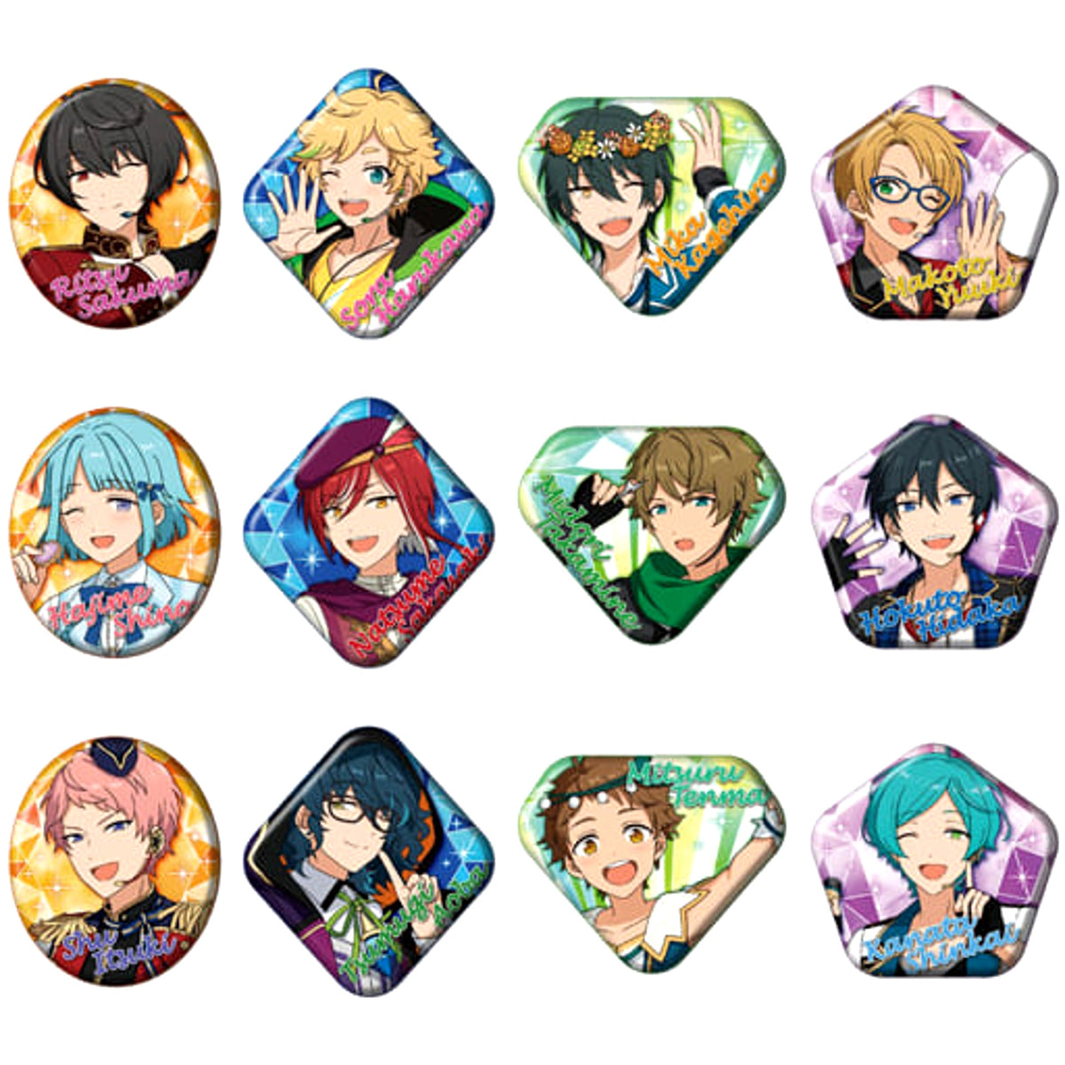 Ensemble Stars! Ritsu Sakuma & Others Gem Cut Badge 3 All 12 Types Set Buttons [USED]