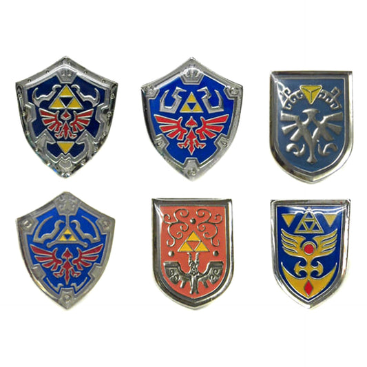 The Legend of Zelda Shield Pin Badge Collection All 6 Types Set Buttons [USED]