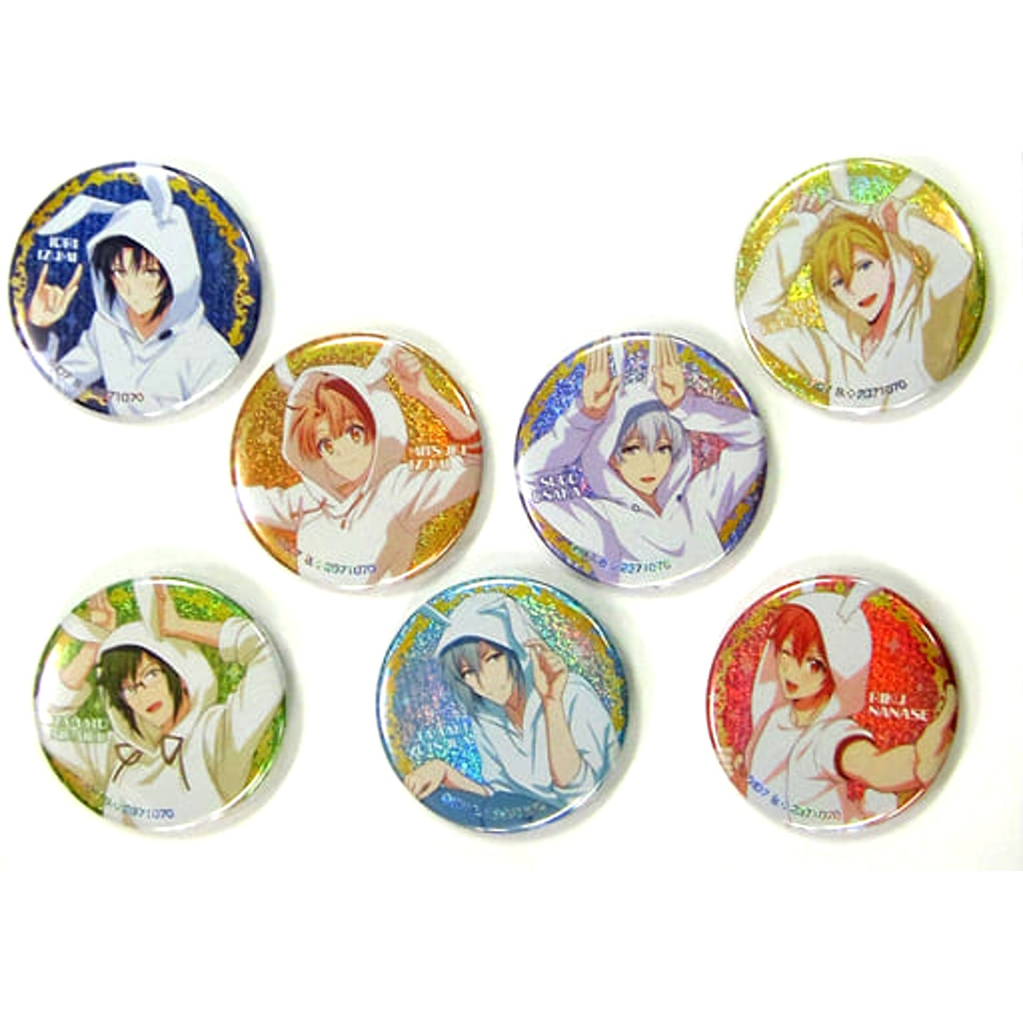 IDOLiSH7 Ver. IDOLiSH7 Set of 7 Rabbit Ears Hoodie Hologram Button Premium Bandai Limited [USED]