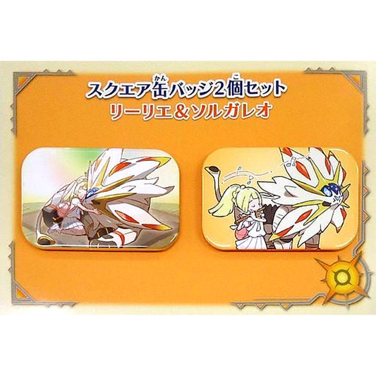 Set of 2 Lillie & Solgaleo Pokemon Sun Moon Square Buttons Pokemon Center Limited [USED]