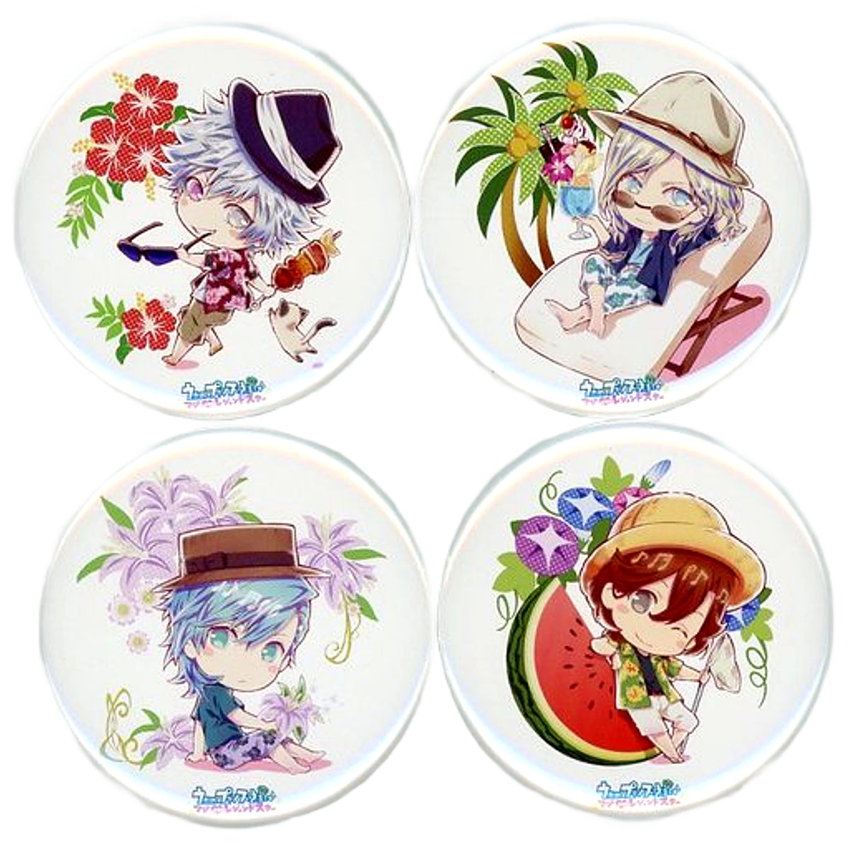 QUARTET NIGHT Uta no Prince Sama Maji Love Legend Star Newly Drawn Chibi Characters 56mm Blu-ray / DVD Gamers Whole Volume Purchase Privilege Set of 4 Can Badge [USED]
