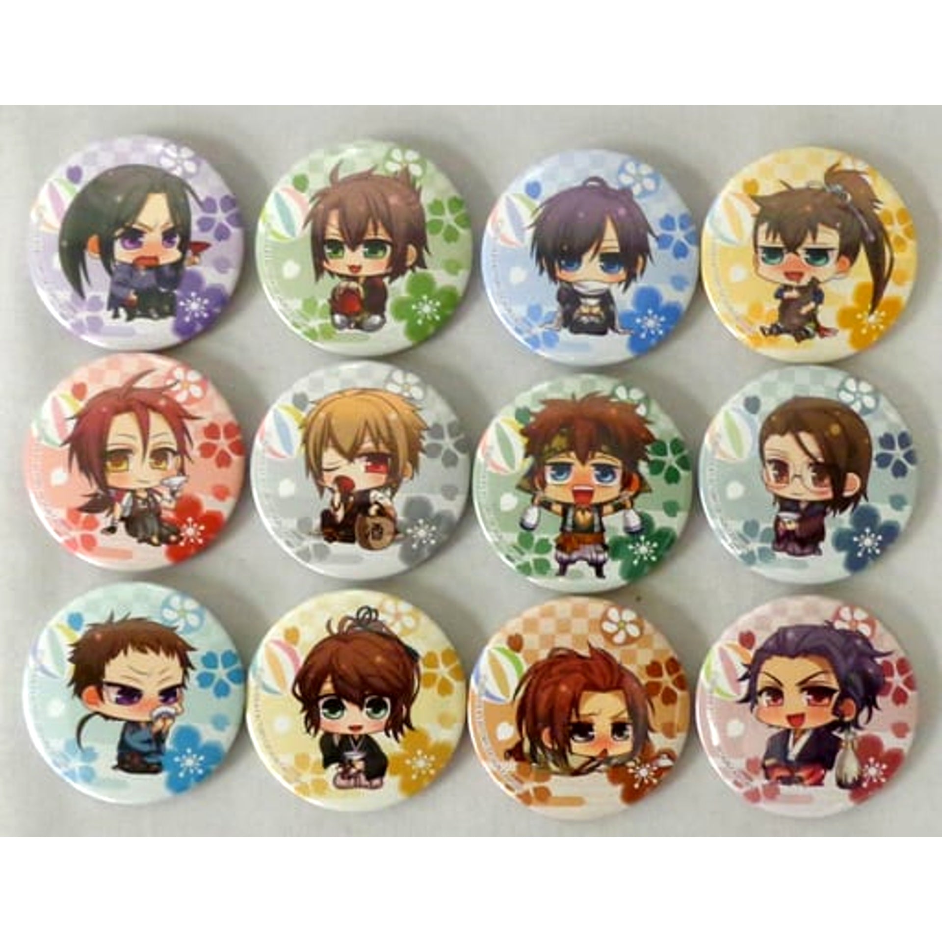 Toshizo Hijikata & Others Chibi Chara Hakuouki: Yuugiroku Taishitachi no Daienkai Set of 12 Newly Drawn Button animate Limited PS Vita Software Bundled Bonus [USED]