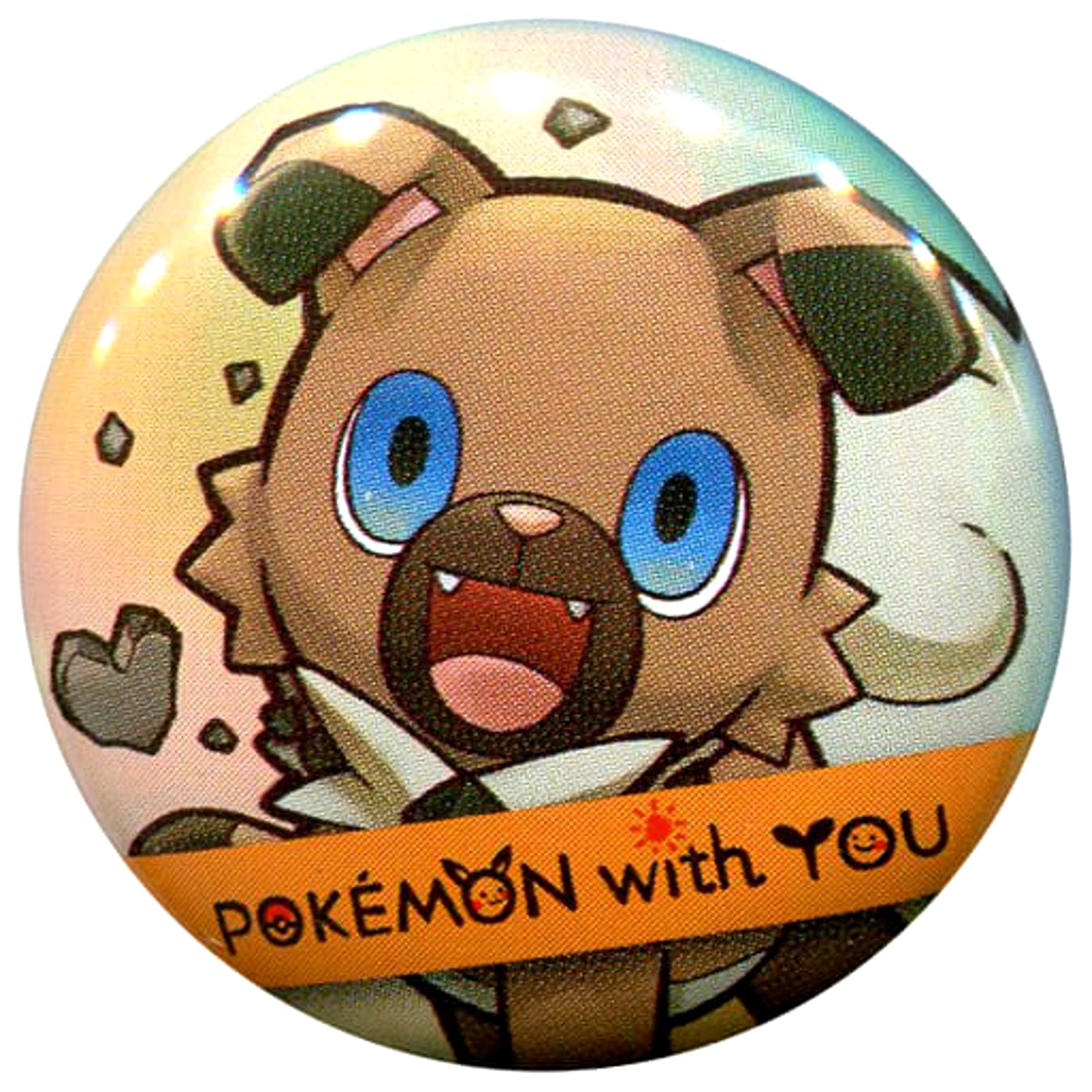 Pokemon Rockruff Iwanko with You Can Badge 2017 Pokemon Center Limited Buttons [USED]