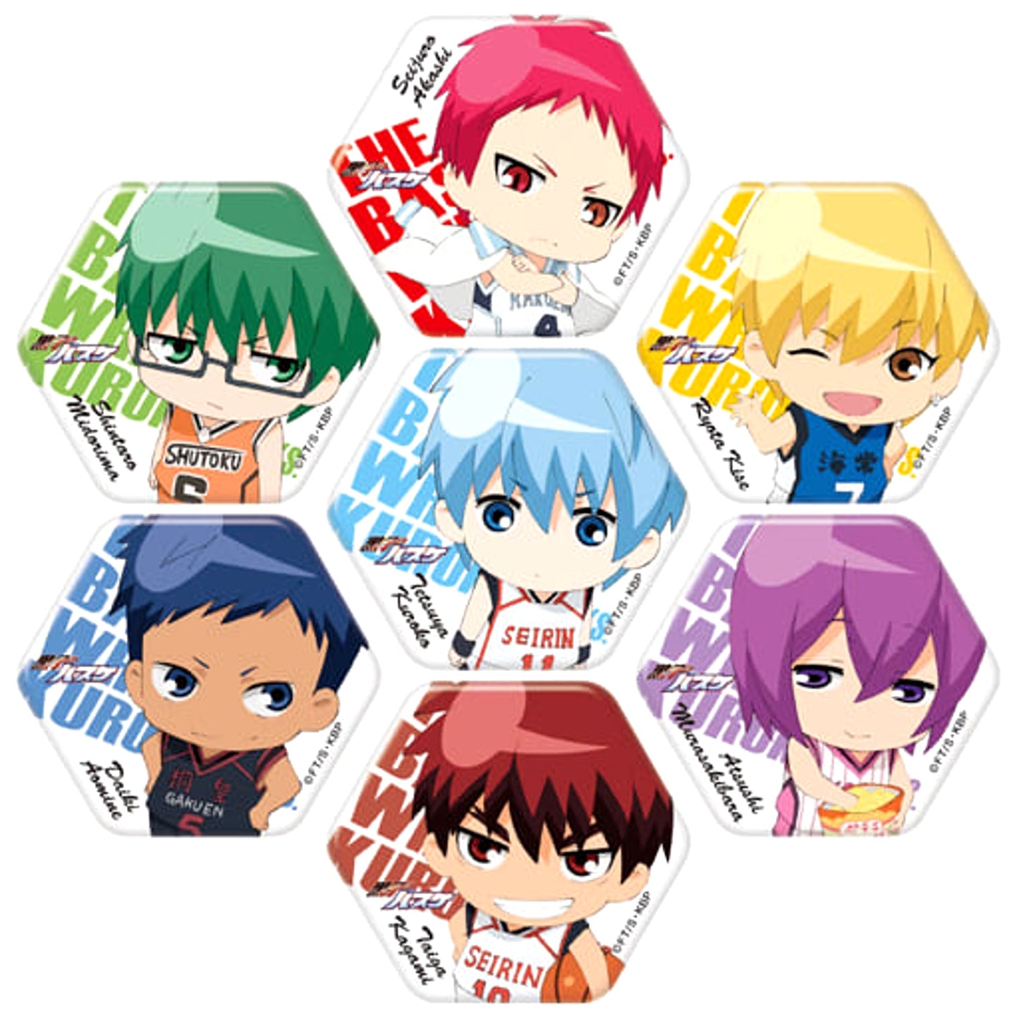 Kuroko's Basketball Tetsuya Kuroko & Others Honey Can Badge Collection All 7 Types Set Buttons [USED]