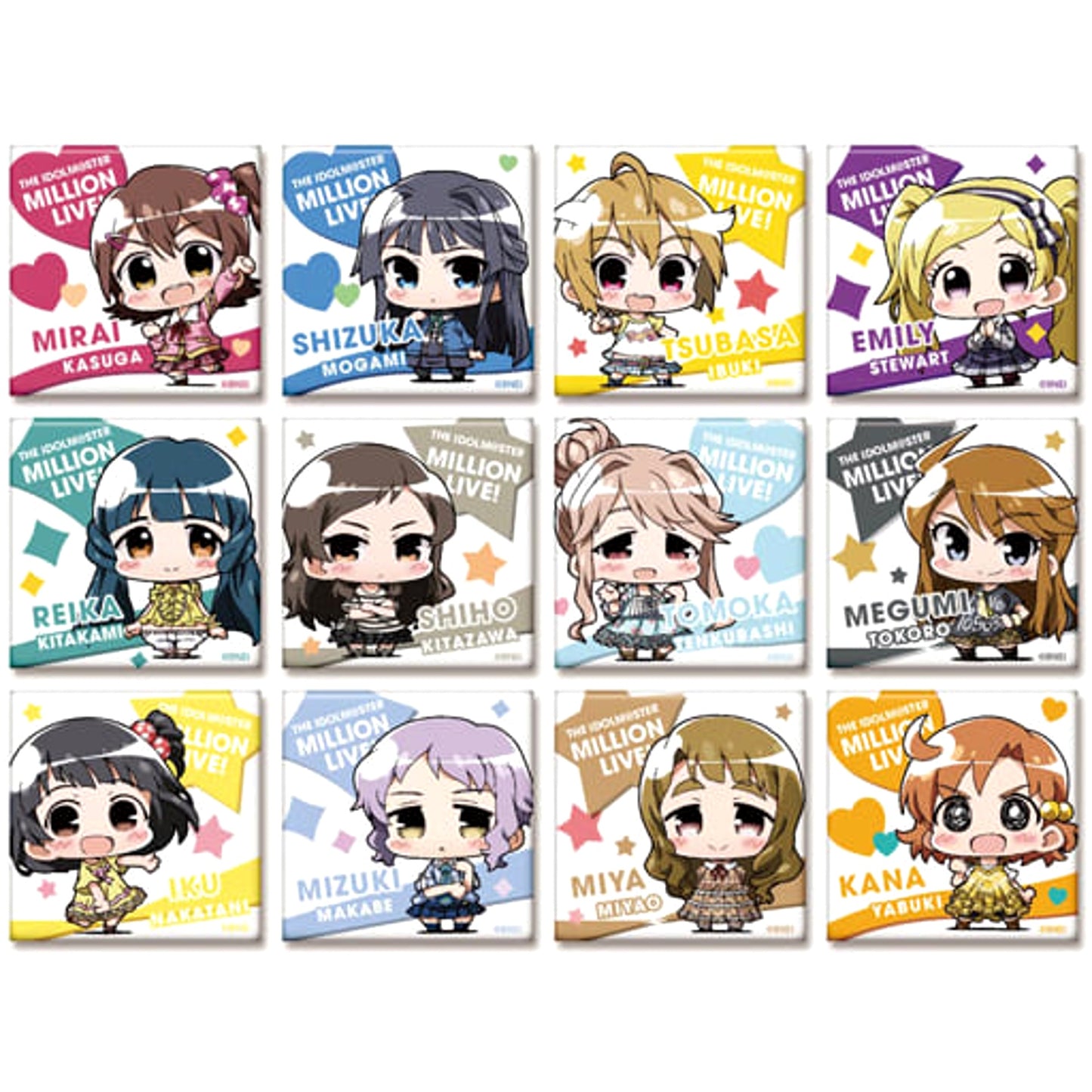 THE IDOLM@STER Million Live! Kasuga Mirai & Others Minicchu Trading Square Can Badge Collection B All 12 Types Set Buttons [USED]