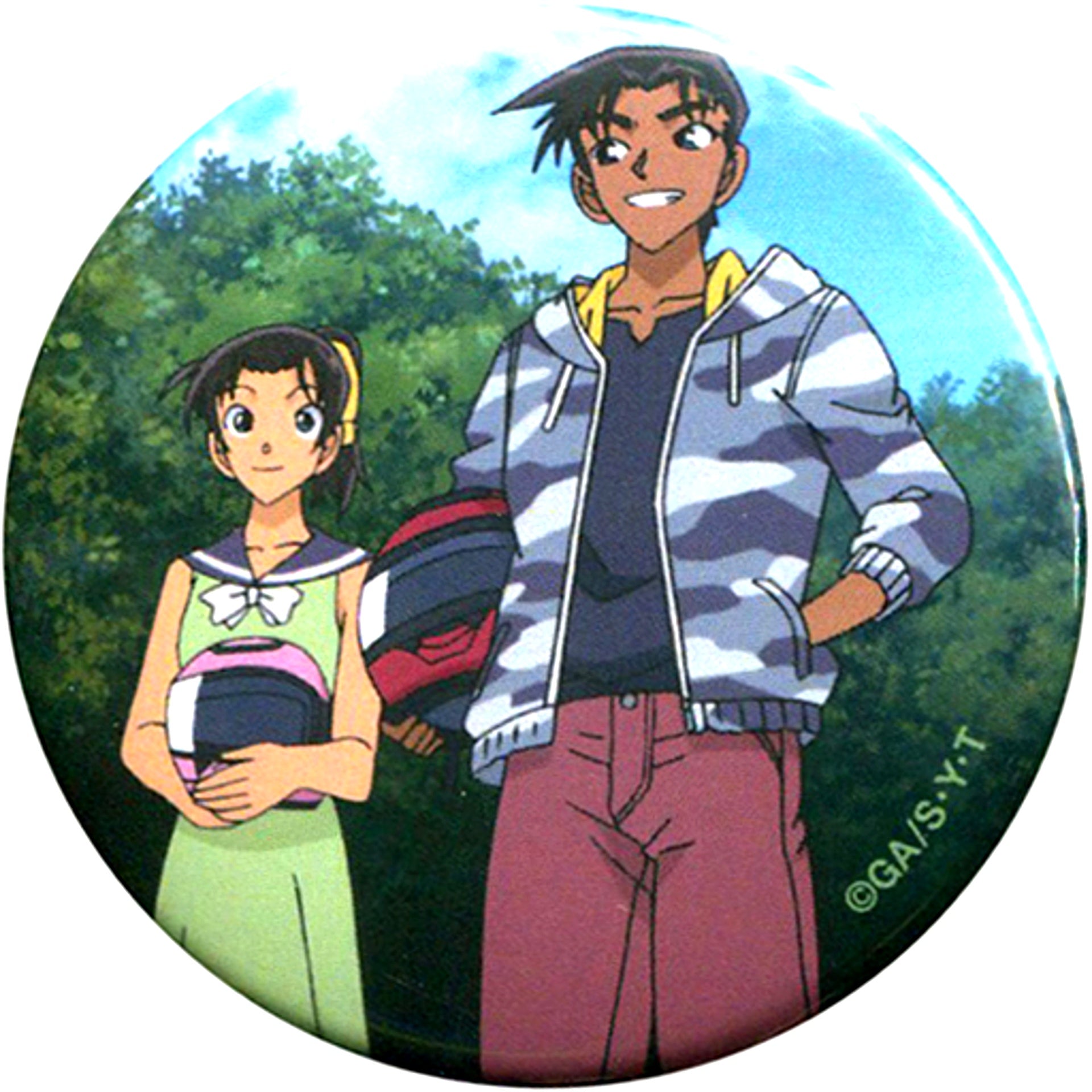 Heiji Hattori and Kazuha Toyama Detective Conan Plaza Trading Button B [USED]