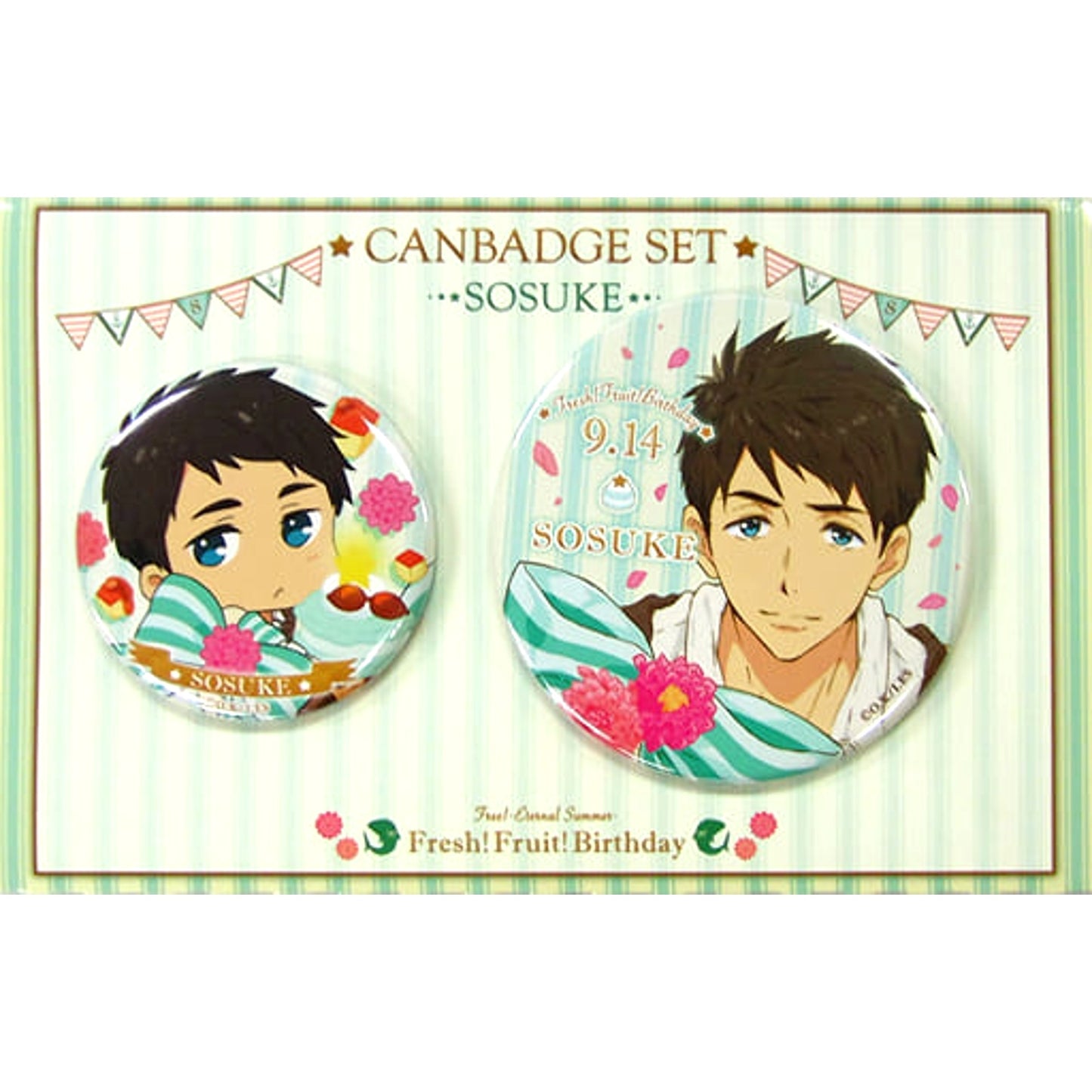 Free!: Eternal Summer Sousuke Yamazaki Fresh! Fruit! Birthday Can Badge Set Set of 2 Buttons [USED]