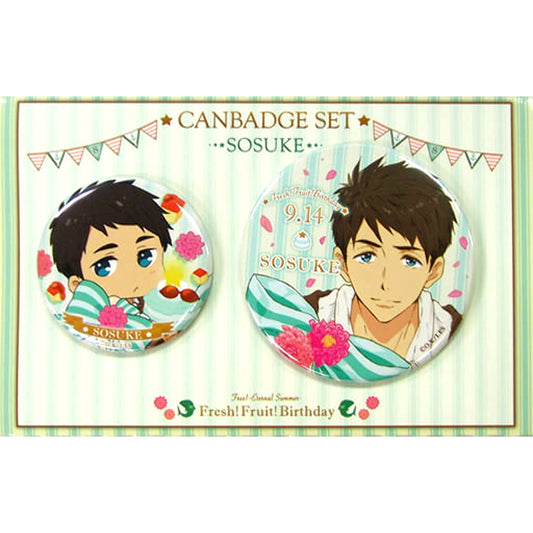 Free!: Eternal Summer Sousuke Yamazaki Fresh! Fruit! Birthday Can Badge Set Set of 2 Buttons [USED]