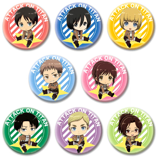 Attack on Titan Ellen Yeager & Others Petanko Trading Can Badge 75 All 8 Types Set Buttons [USED]