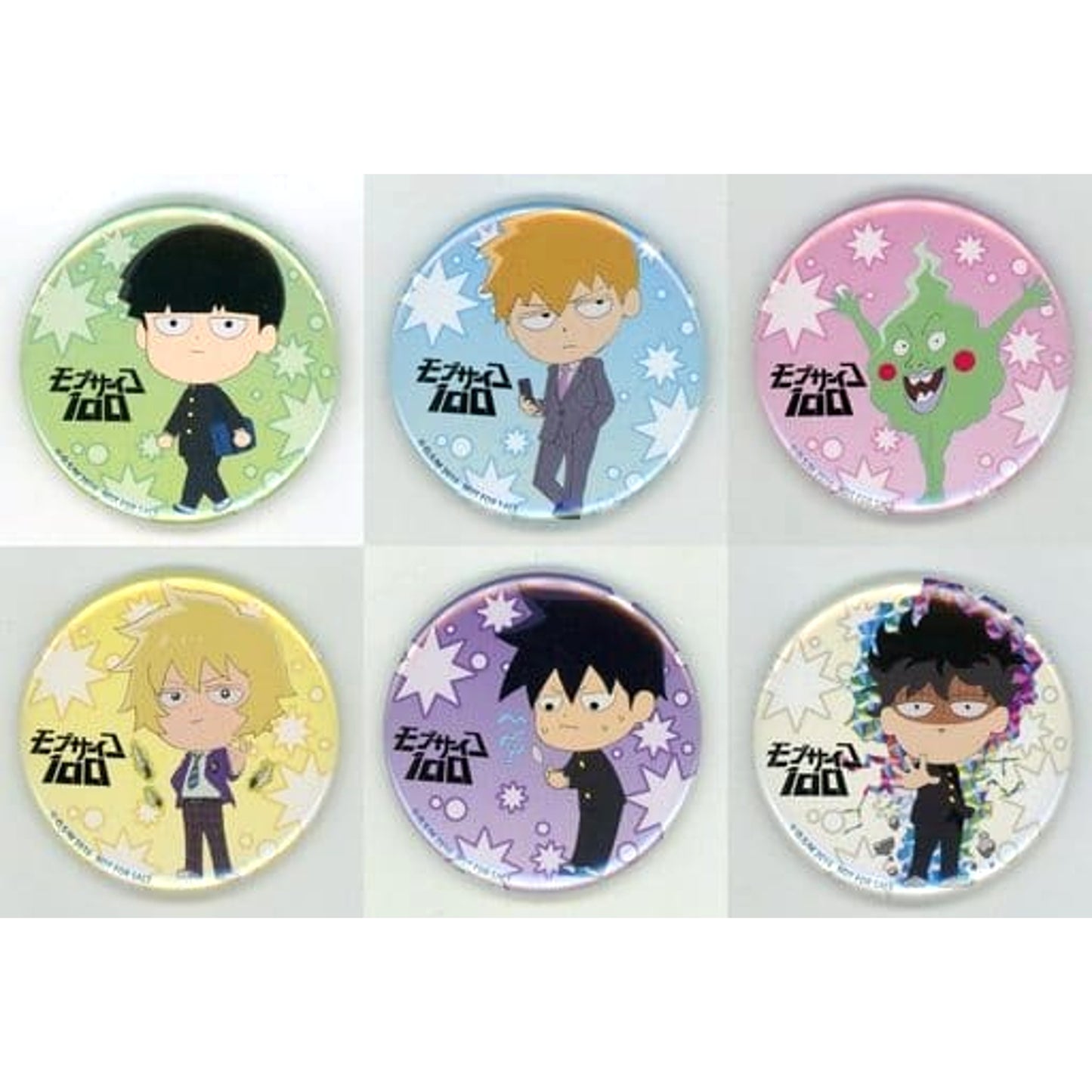 Mob Psycho 100 & Others Newly Drawn SD Character Can Badge animate Limited Blu-ray/DVD Vol. 001 E06 Purchase Bonus All 6 Types Set Buttons [USED]