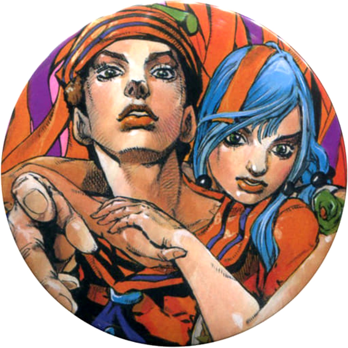 Josuke Higashikata and Yasuho Hirose Original Exhibition Key Visual JoJo's Bizarre Adventure Hirohiko Araki Original Exhibition JoJo Exhibition in S City Morioh Town 2017 Collection Button Venue Limited [USED]