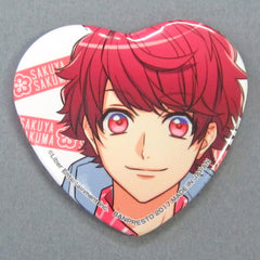 A3! Sakuya Sakuma Souvenir Heart Shaped Can Badge Ichiban Cafe Souvenir: Welcome to Mankai Theater! Limited Buttons [USED]