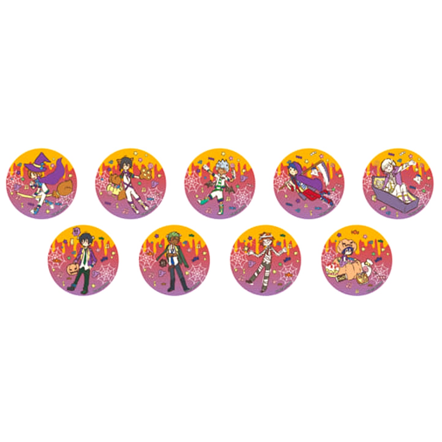 King of Prism Pride The Hero Hiro Hayami & Others Graff Art Can Badge Halloween Ver. All 9 Types Set Buttons [USED]