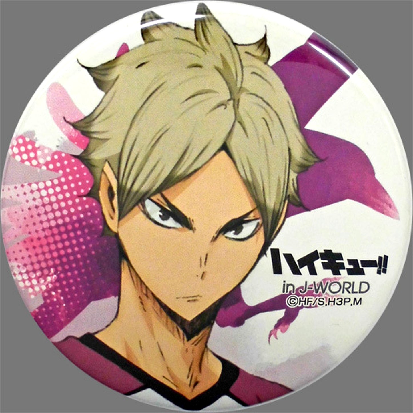Eita Semi Haikyu!! 56mm Button Mini Attraction Sold Out Warning Sakanoshita Store Part Time Job Experience Double Star Prize Shiratorizawa Fes in J-WORLD TOKYO [USED]