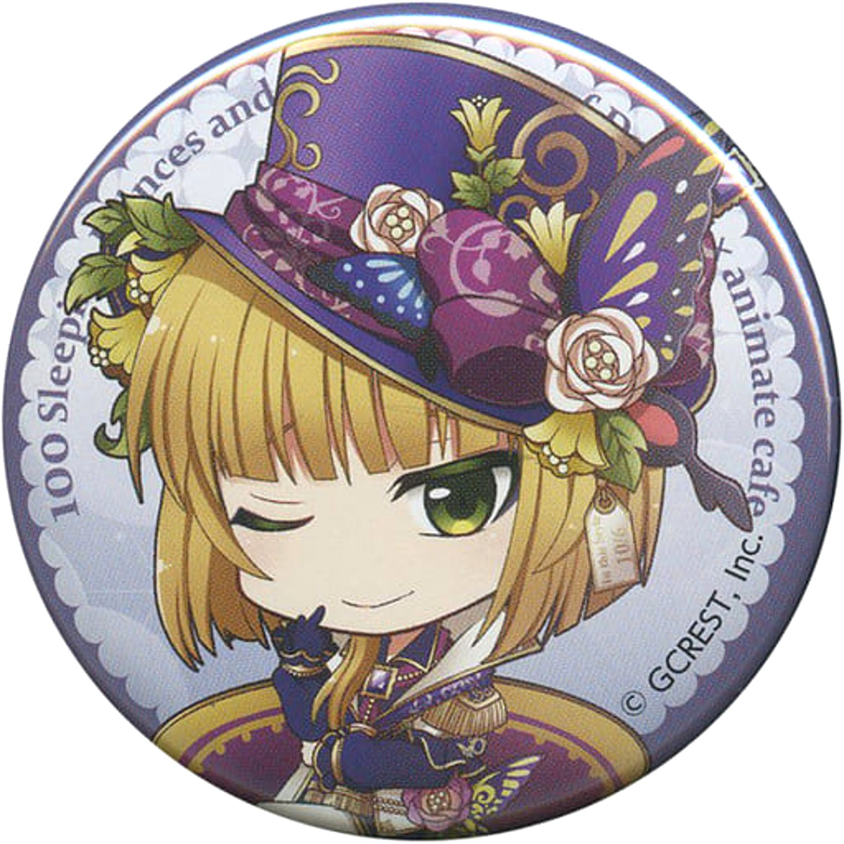 100 Sleeping Princes and the Kingdom of Dreams Mad Hatter Trading Can Badge Kitchen Car animate cafe Limited Buttons [USED]
