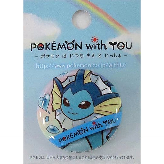 Pokemon Vaporeon Showers with You Can Badge 2017 Pokemon Center Limited Buttons [USED]