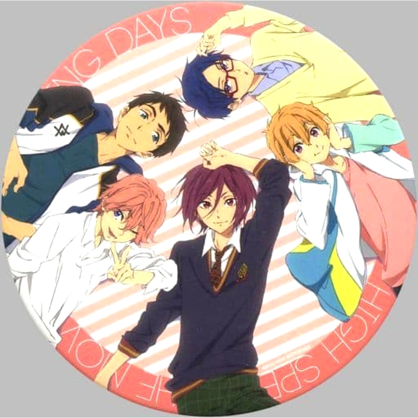Group 5 Characters High Speed! Free! Starting Days Blu-ray/DVD Movie First Press Limited Edition Kyoani Shop Purchase Bonus Illustration Big Button B [USED]