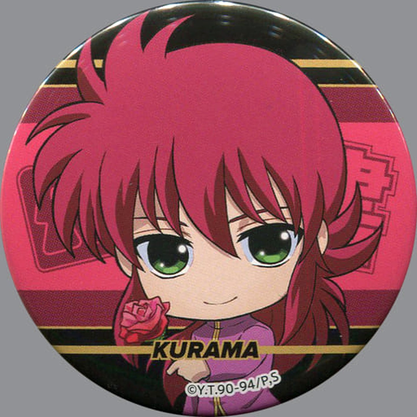 Yu Yu Hakusho Kurama 56mm Can Badge J-World Tokyo Limited Mini Game Jaou Ensatsuken Garapon Prize C Buttons [USED]