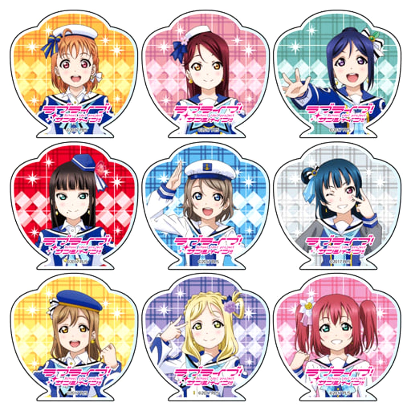 Love Live! Sunshine!! Chika Takami & Others Acrylic Badge Mirai no Bokura wa Shitteruyo Ver. All 9 Types Set Buttons [USED]