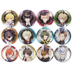 Tsukiuta. Hajime Mutsuki & Others Character Badge Collection Tsukiutaya Usagi Kingdom Branch Office in Shibuya Marui Limited All 12 Types Set Buttons [USED]