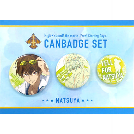 Set of 3 Natsuya Kirishima Movie High Speed! Free! Starting Days Yell for Free! & High Speed Button [USED]