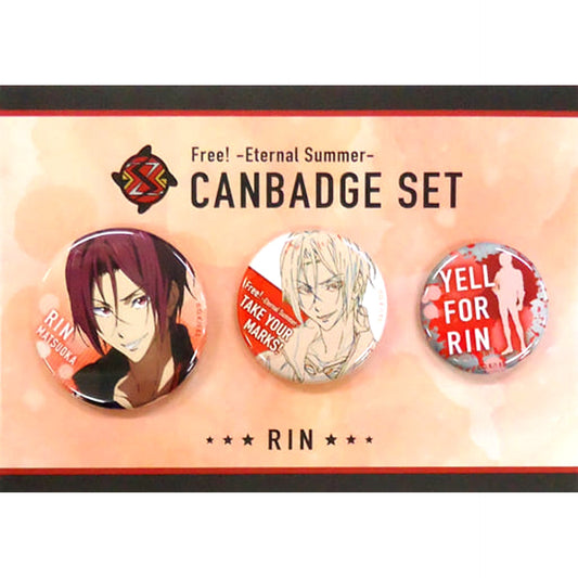 Rin Matsuoka Free!-Eternal Summer- Yell for Free! & High Speed Button Set of 3 [USED]